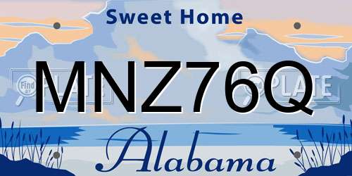 MNZ76Q Alabama License Plate