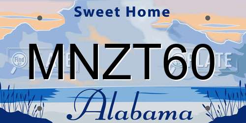 MNZT60 Alabama License Plate