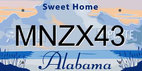 MNZX43 Alabama License Plate