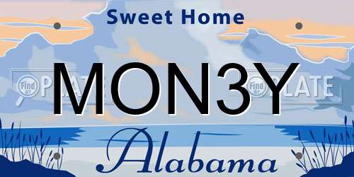 MON3Y Alabama License Plate
