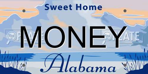 MONEY Alabama License Plate