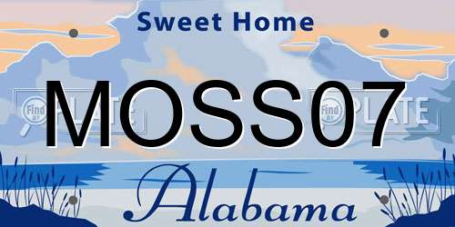 MOSS07 Alabama License Plate