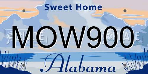 MOW900 Alabama License Plate