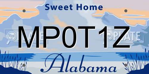MP0T1Z Alabama License Plate