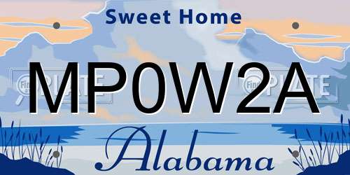 MP0W2A Alabama License Plate