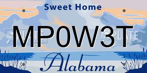 MP0W3T Alabama License Plate