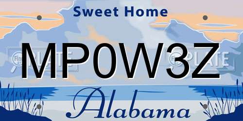 MP0W3Z Alabama License Plate