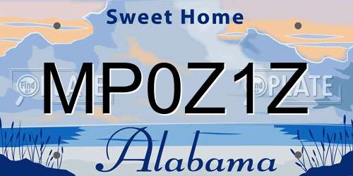 MP0Z1Z Alabama License Plate