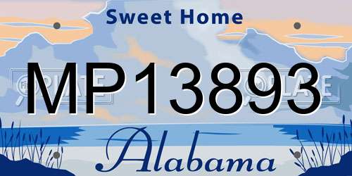 MP13893 Alabama License Plate