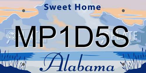 MP1D5S Alabama License Plate