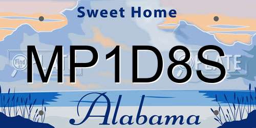 MP1D8S Alabama License Plate