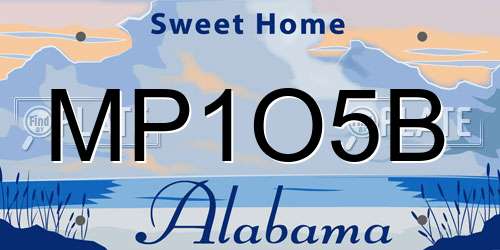 MP1O5B Alabama License Plate