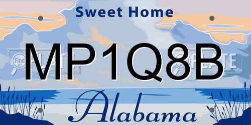 MP1Q8B Alabama License Plate