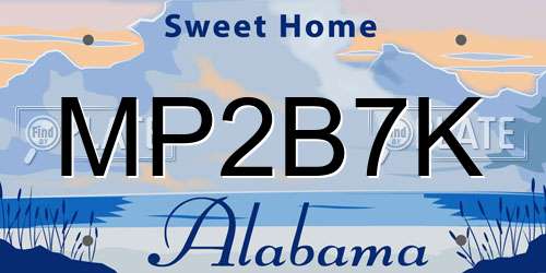 MP2B7K Alabama License Plate