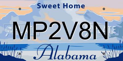 MP2V8N Alabama License Plate