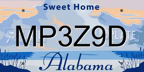 MP3Z9D Alabama License Plate