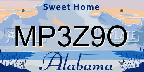 MP3Z9O Alabama License Plate