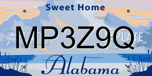 MP3Z9Q Alabama License Plate