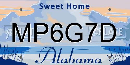 MP6G7D Alabama License Plate