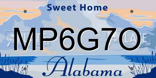 MP6G7O Alabama License Plate