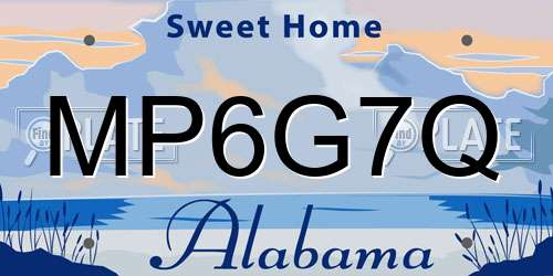 MP6G7Q Alabama License Plate