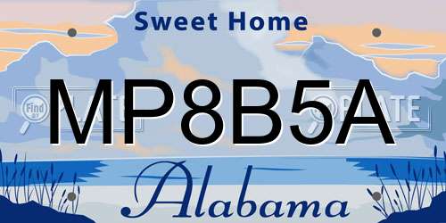 MP8B5A Alabama License Plate