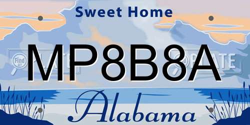 MP8B8A Alabama License Plate