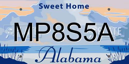 MP8S5A Alabama License Plate
