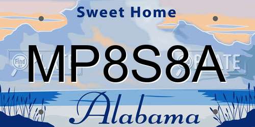MP8S8A Alabama License Plate