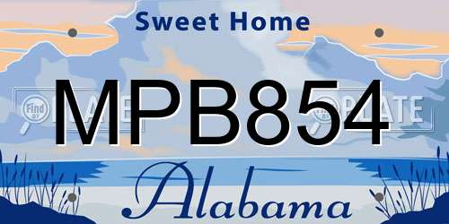 MPB854 Alabama License Plate