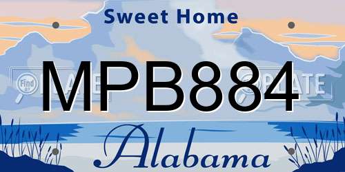 MPB884 Alabama License Plate