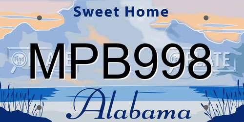 MPB998 Alabama License Plate