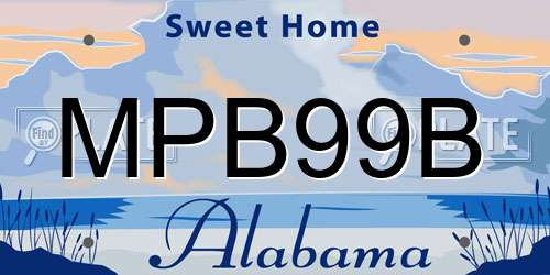 MPB99B Alabama License Plate