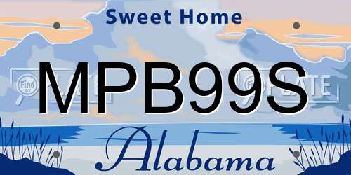MPB99S Alabama License Plate