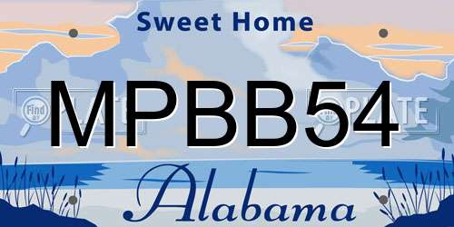 MPBB54 Alabama License Plate