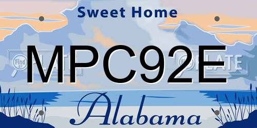 MPC92E Alabama License Plate