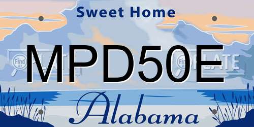 MPD50E Alabama License Plate