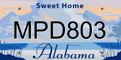 MPD803 Alabama License Plate