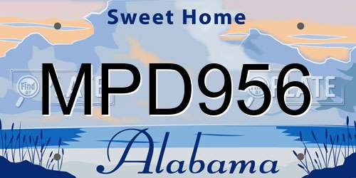 MPD956 Alabama License Plate