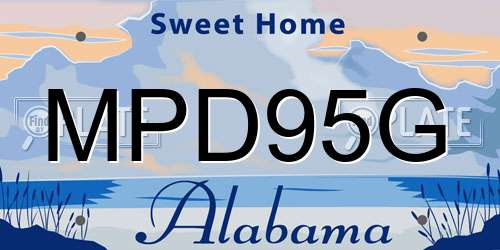 MPD95G Alabama License Plate