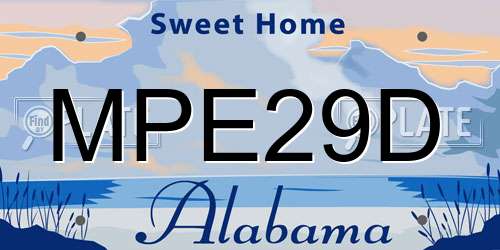 MPE29D Alabama License Plate