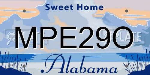 MPE29O Alabama License Plate