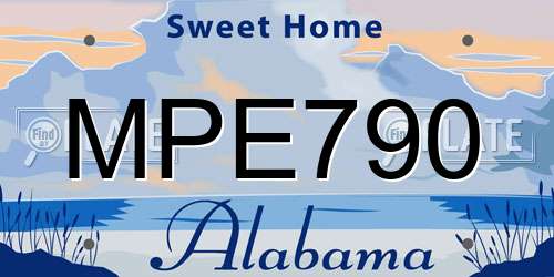 MPE790 Alabama License Plate