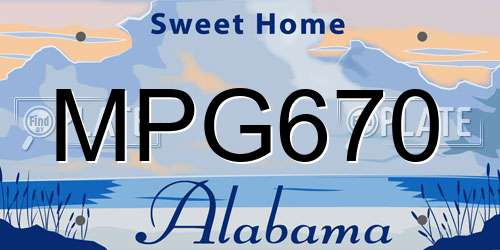 MPG670 Alabama License Plate