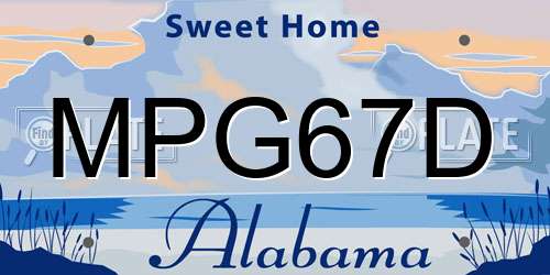 MPG67D Alabama License Plate