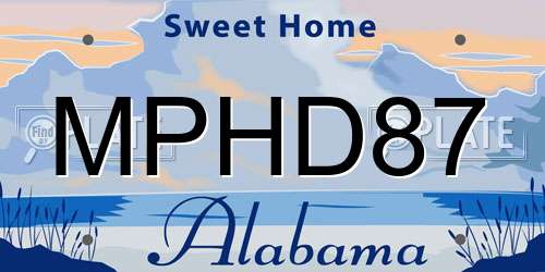 MPHD87 Alabama License Plate