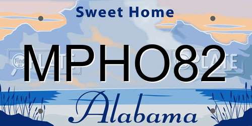 MPHO82 Alabama License Plate