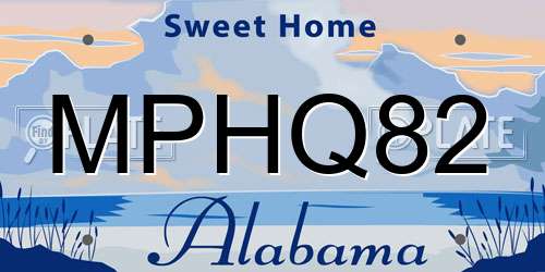 MPHQ82 Alabama License Plate