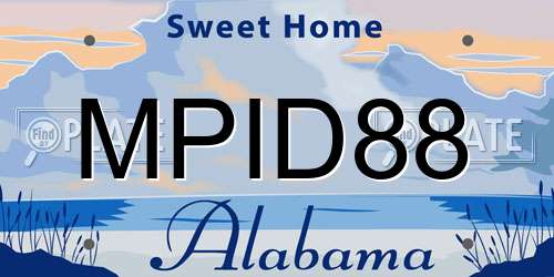 MPID88 Alabama License Plate
