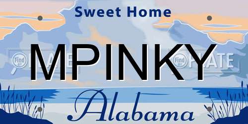 MPINKY Alabama License Plate
